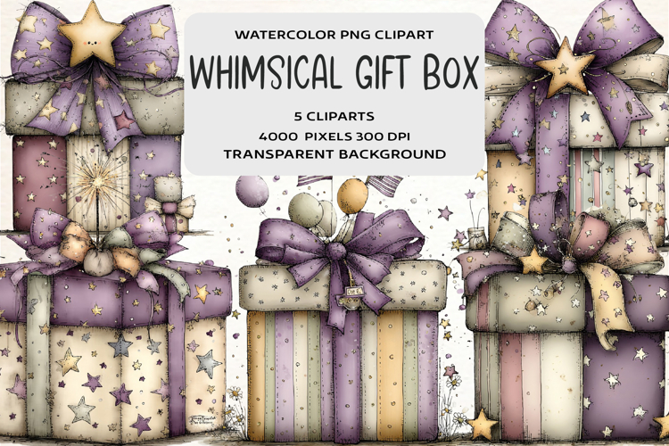 Whimsical 4th Of July Gift Box Clipart