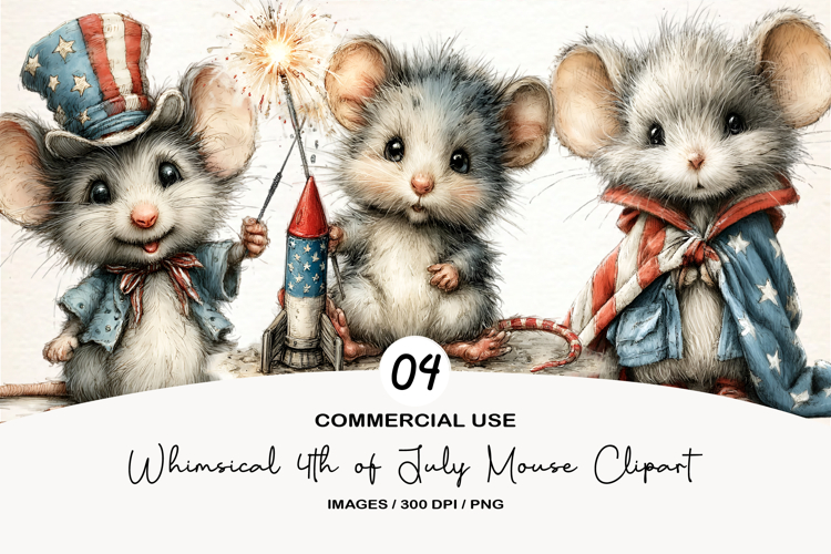 Whimsical 4th of July Mouse Clipart