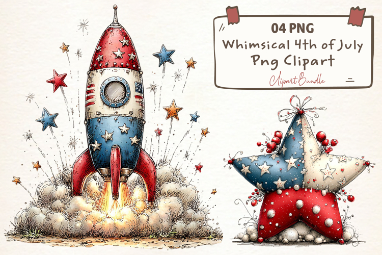 Whimsical 4th of July PNG Clipart
