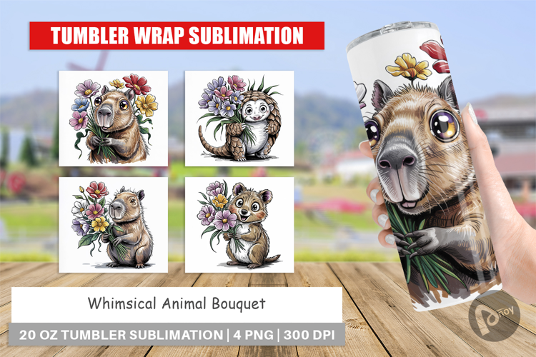 Tumbler Whimsical Animal Bouquet