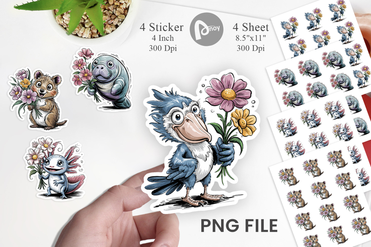 Whimsical Animal Bouquet Sticker