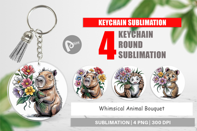Keychain Whimsical Animal Bouquet