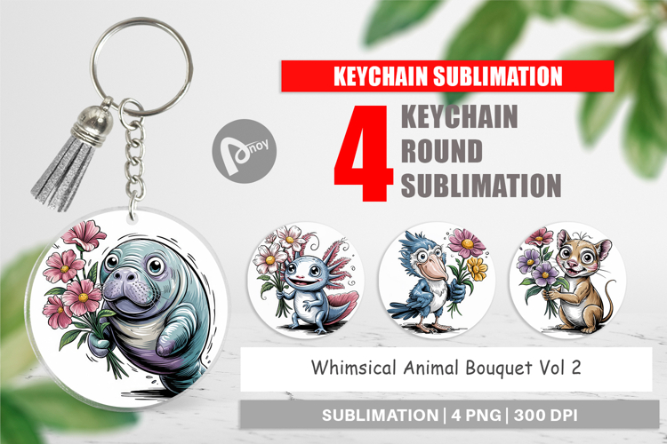 Keychain Whimsical Animal Bouquet