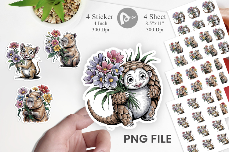 Whimsical Animal Bouquet Sticker
