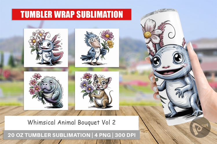 Tumbler Whimsical Animal Bouquet