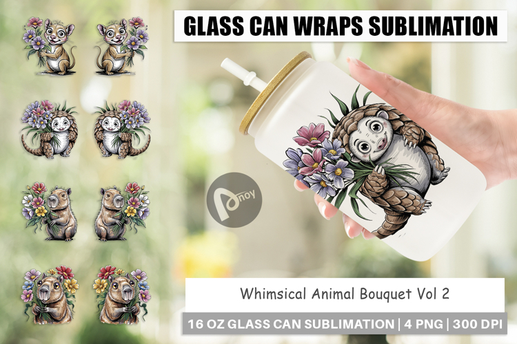 Glass Can Whimsical Animal Bouquet