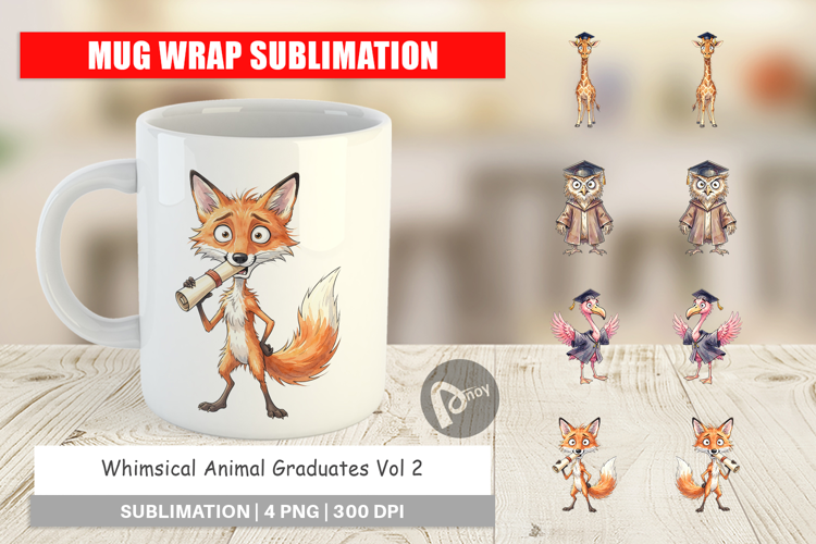 Whimsical Animal Graduates Mug Wrap