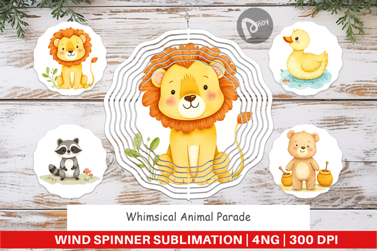 Wind Spinner Whimsical Animal Parade