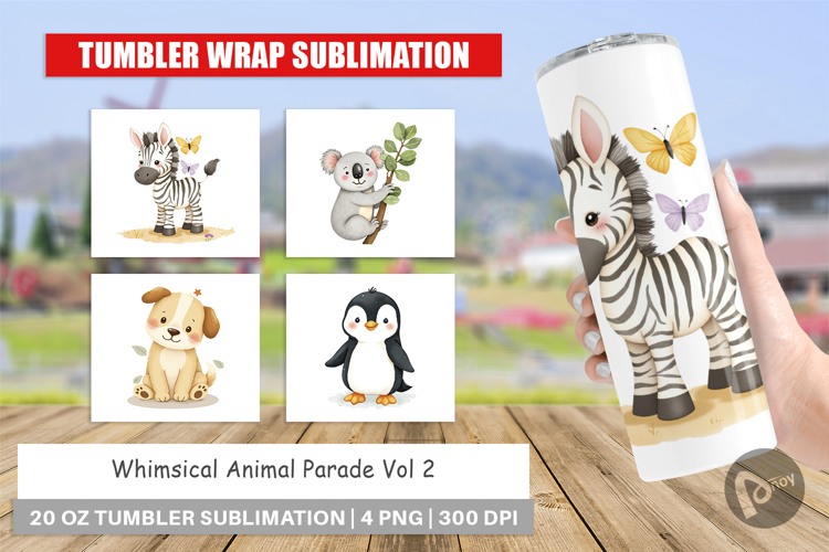 Tumbler Whimsical Animal Parade