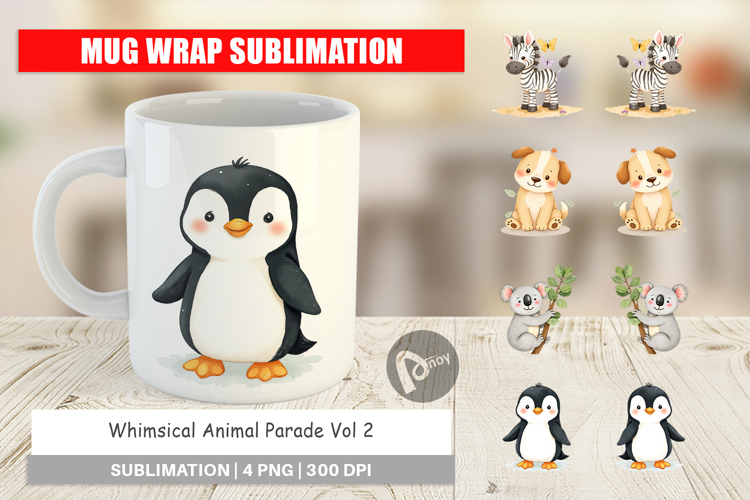 Mug Wrap Whimsical Animal Parade