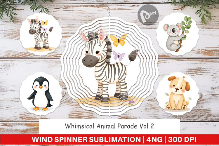 Wind Spinner Whimsical Animal Parade