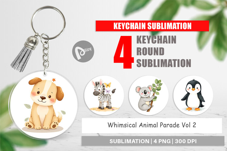 Keychain Whimsical Animal Parade example image 1