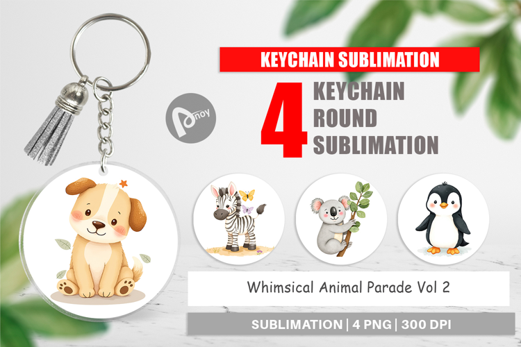 Keychain Whimsical Animal Parade