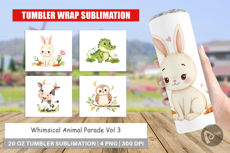 Tumbler Whimsical Animal Parade
