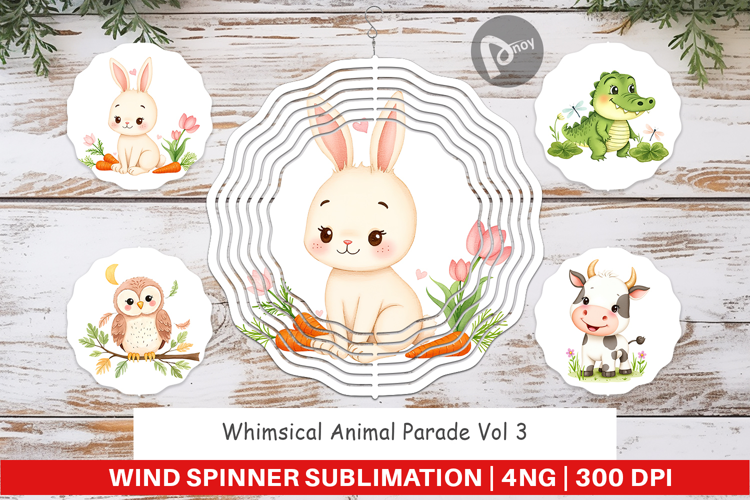 Wind Spinner Whimsical Animal Parade