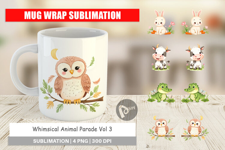 Mug Wrap Whimsical Animal Parade example image 1