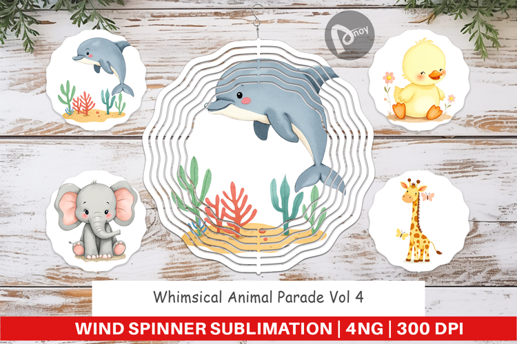 Wind Spinner Whimsical Animal Parade