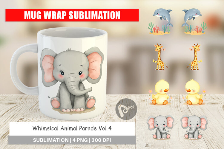 Mug Wrap Whimsical Animal Parade example image 1