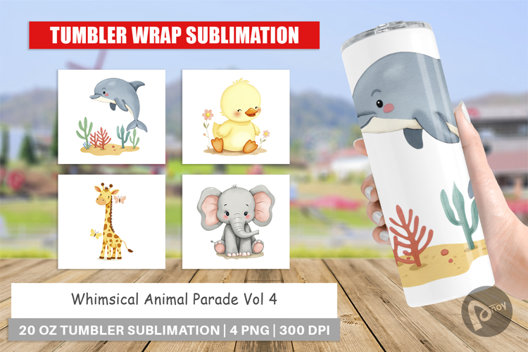 Tumbler Whimsical Animal Parade