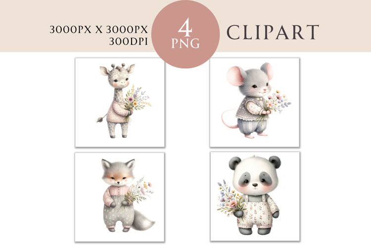 Whimsical Animals Pink Clipart 4 PNG example image 1