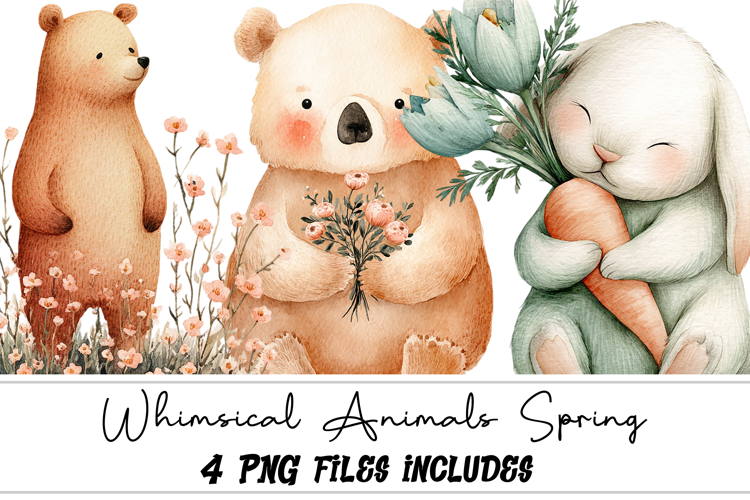 Whimsical Animals Spring Clipart