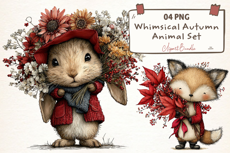 Whimsical Autumn Animal Clipart