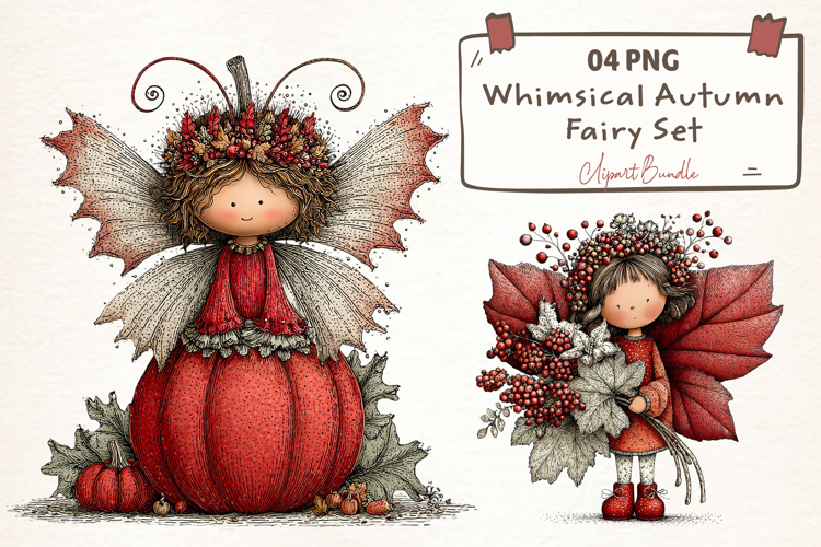 Whimsical Autumn Fairy Clipart