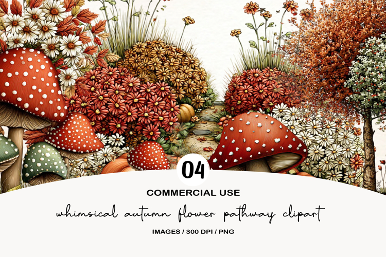 whimsical autumn flower pathway clipart