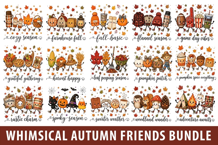 Whimsical Autumn Friends PNG Bundle