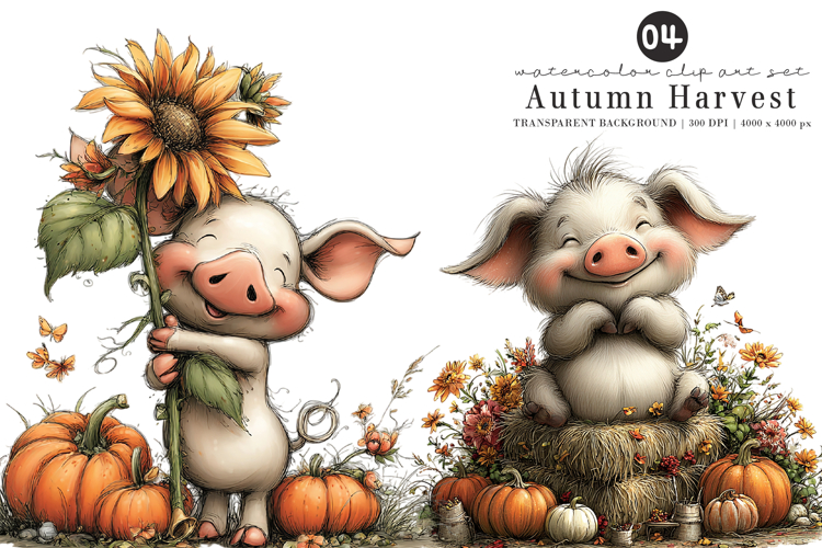 Whimsical Autumn Harvest Clipart example image 1
