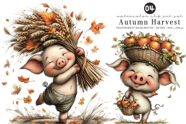 Whimsical Autumn Harvest Clipart example image 1
