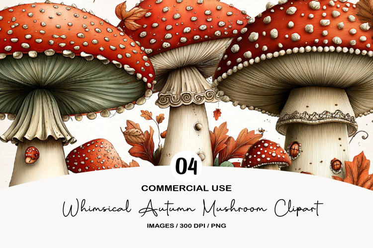 Whimsical Autumn Mushroom Clipart