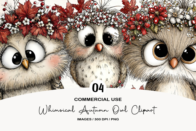 Whimsical Autumn Owl Clipart