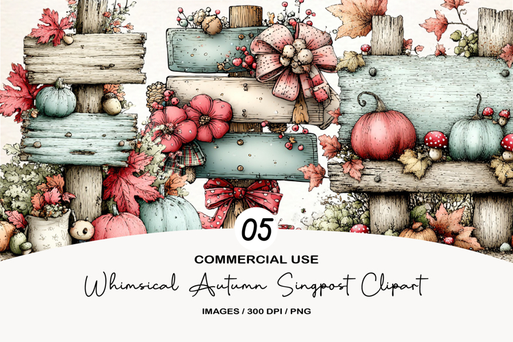 Whimsical Autumn Singpost Clipart