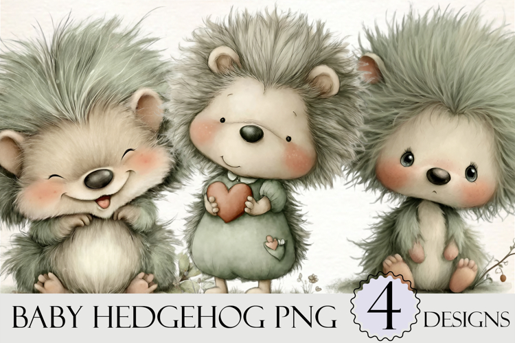 whimsical baby hedgehog PNG clipart