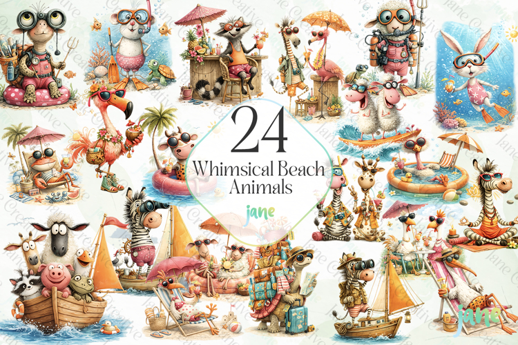 Whimsical Beach Animals Png Clipart