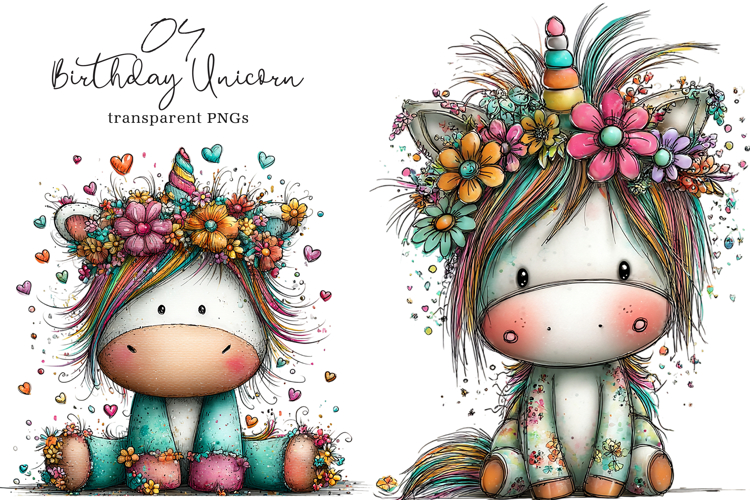 Whimsical Birthday Unicorn PNG Clipart