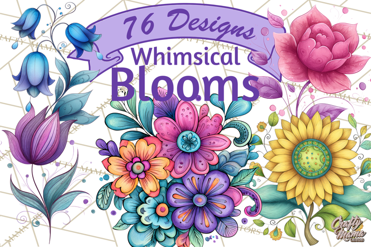 Whimsical Flower Doodle Clipart Cute Sketchy PNG