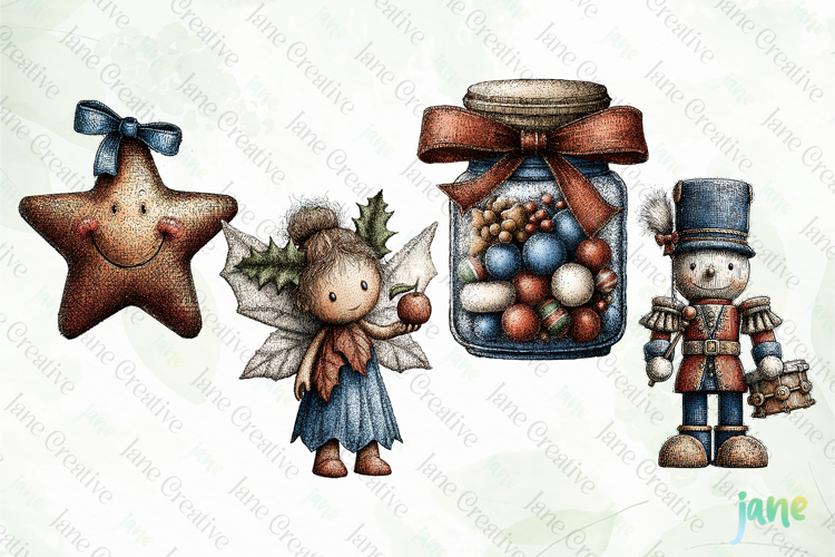 Whimsical Blue Christmas Clipart