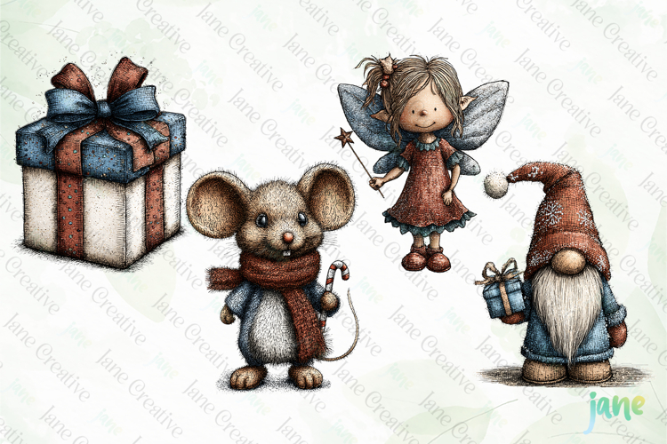 Whimsical Blue Christmas Clipart