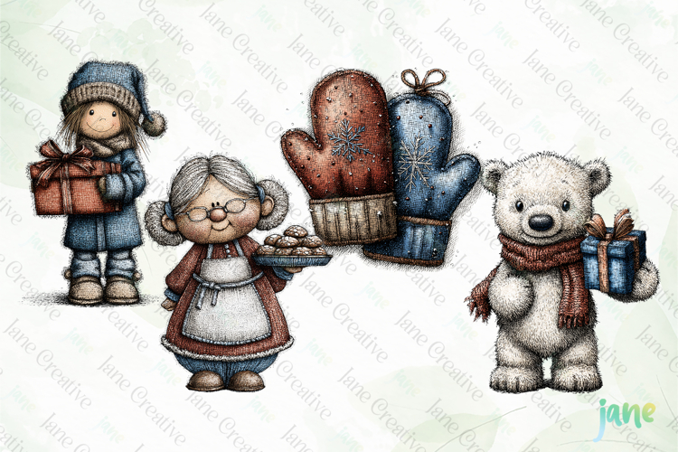 Whimsical Blue Christmas Clipart