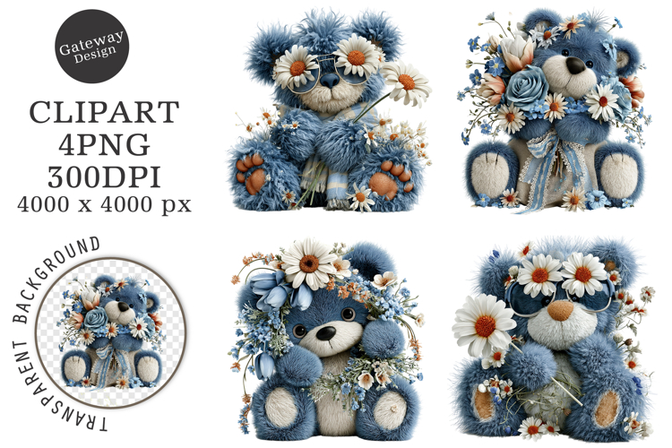 Whimsical Blue Teddy Bear Clipart