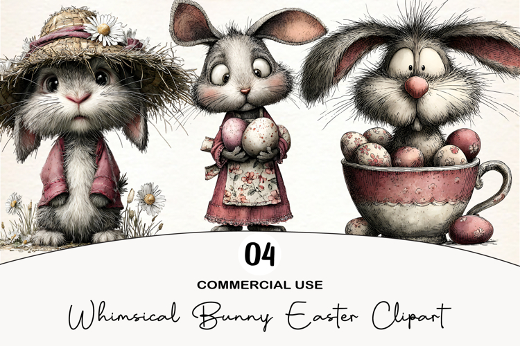 Whimsical Bunny Easter Clipart