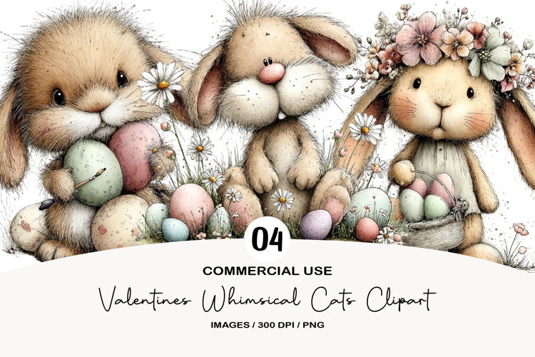 Whimsical Bunny Easter Clipart
