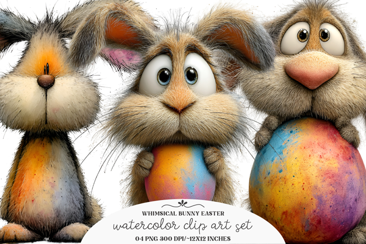 Whimsical Bunny Easter Clipart - Bunny Easter Clipart PNG