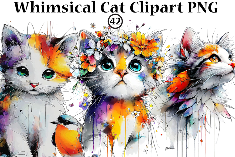 Whimsical Cat Clipart PNG