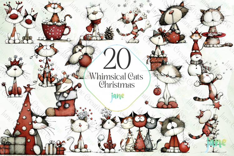 Whimsical Cats Christmas Sublimation
