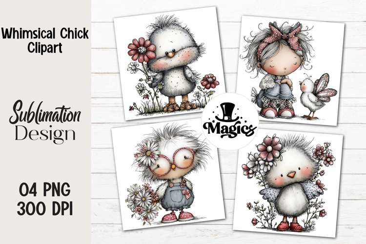 Whimsical Chick Clipart PNG