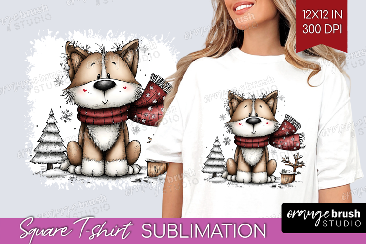 Whimsical Christmas Square Tshirt Background - Cute Animal