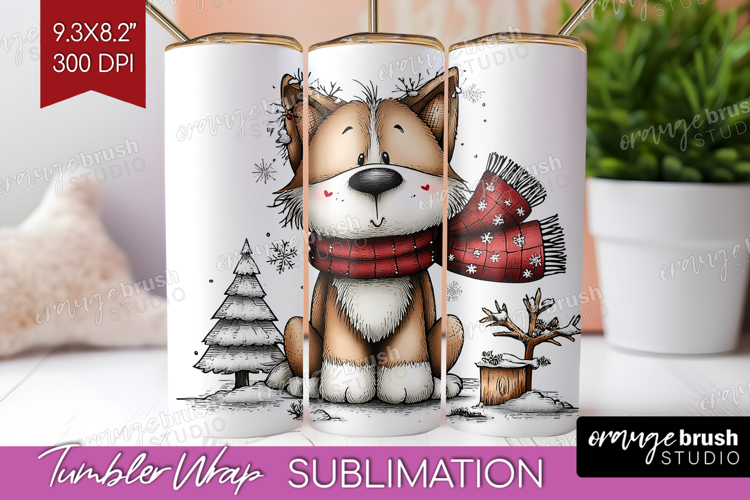 Whimsical Christmas Tumbler Wrap - Cute Animal Tumbler PNG